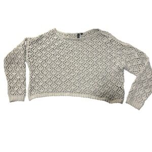 Crochet Knit Siren Net‎ Sweater Moods of Modison Women's Small Cream Pullover